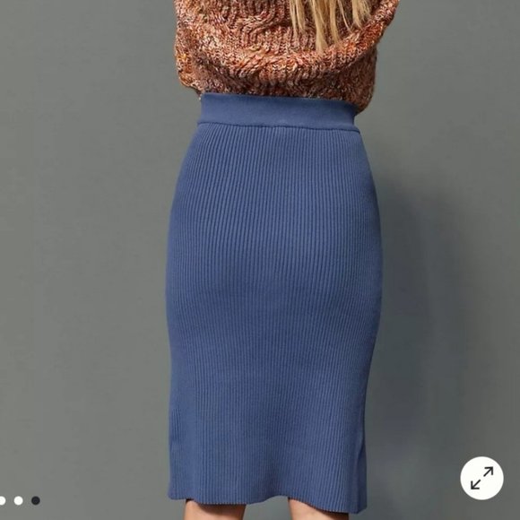 🌸 NWT Anthropologie X Current Air sweater pencil skirt Oxford blue size M - Picture 3 of 4